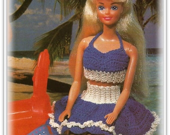 Barbie Clothes Pattern - Crochet Halter & Skirt - Fits 11.5 Fashion Doll - Pattern CR177438