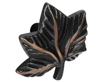 FREE SHIPPING 12 Drawer Pull Knob Ivy Leaf Venetian Bronze