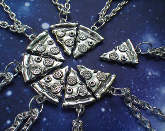 Pizza Slice Friendship Necklace, Silver pizza necklace, sold per 1 slice