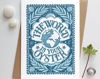 Oyster Card | Graduation Card | Grad Card | 18th Birthday Card | 21st Birthday Card | Leaving Card | Bon Voyage Card | World is Your Oyster