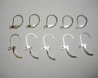 15 pair (30) Silver Plated Brass Ear Wires lever back
