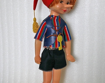 Vintage Russian Doll - Pinocchio Buratino - with Original Clothes - 21" inches - 1980s - from Russia / Soviet Union / USSR
