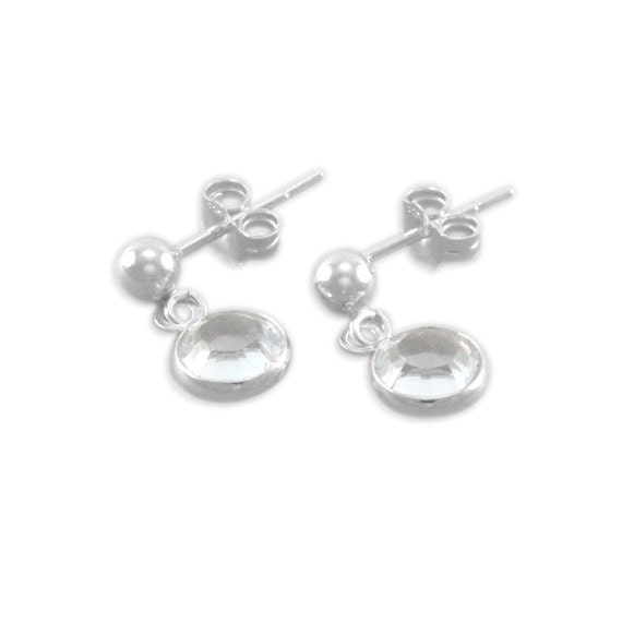 Little Girls Earrings Sterling Silver clear crystal
