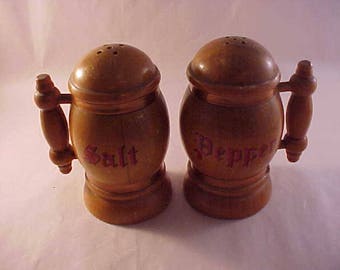 Wood Beer Stein Salt and Pepper Set