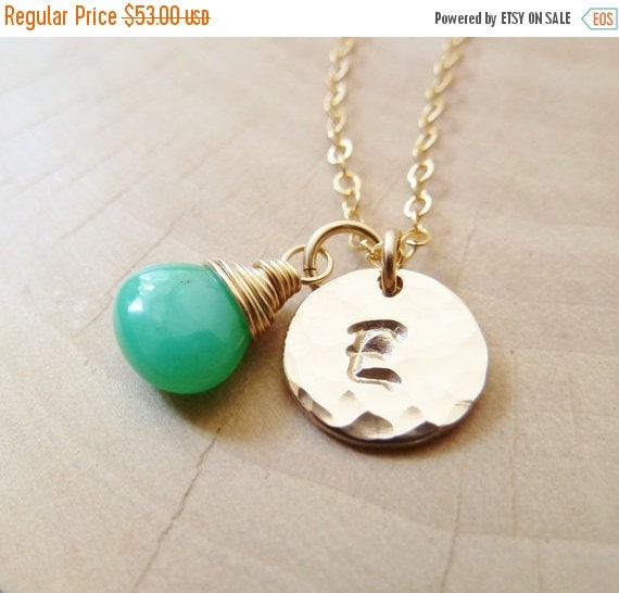 SALE Personalized Initial with Birthstone Necklace. by TatianaG