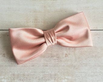 Rose Gold Bow tie, Mens Bow Tie, Solid Satin BowTie, Bow Tie for Wedding, Bow Tie for Groom Groomsmen, Kid Bow tie, Baby Bowtie
