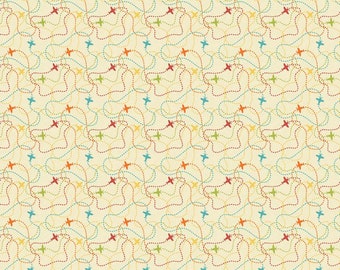 Airplane Fabric By the Yard, Cotton Quilt Fabric Little Flyers by Riley Blake C4576