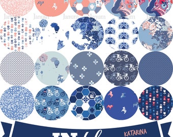 Complete Fat quarter bundle of IN Blue fabric collection by Katarina Roccella for Art Gallery fabrics - INB-36637