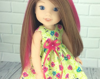14.5 inch doll clothes - dress fits dolls like wellie wishers doll clothes - Spring dress