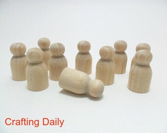 Wood Peg People Doll Baby 1 3/16" - 12 Pieces