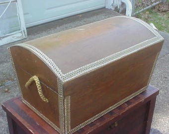 Vintage Hand Made Wood Pirate Chest, Great Treasure Chest!