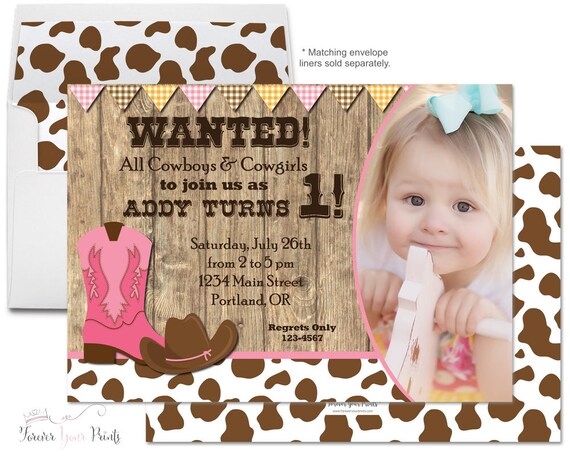 Cowgirl Birthday Invitation - Cowgirl Birthday Invite - Cowgirl Party Invitation - Cowgirl Party Invite - Western Birthday - Rodeo Invite Il_570xn
