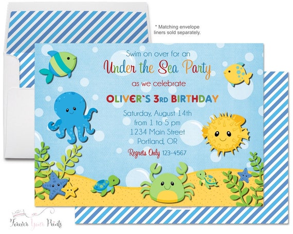 Under The Sea Invitation - Boys Birthday Invitation - Printable Under The Sea Invitation - Under The Sea Party - Nautical Invitation - Ocean Il_570xn