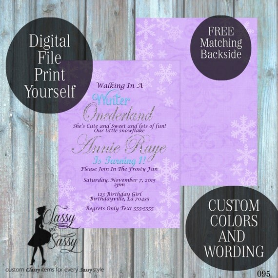 Winter Onederland First Birthday Invitations, Snowflake Birthday Little Girls Party Invitation, winter invitation roses glitter invite 095