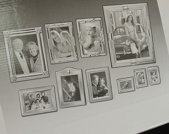Vintage 10 Piece Silver Plate Plated Photo Frame Set.. NIB New Old Stock