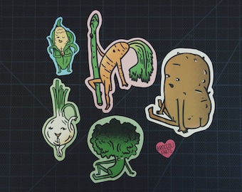 Sexy Veggie Sticker Pack | vegan sticker | veg sticker | veggie illustration