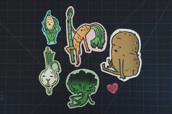 Sexy Veggie Sticker Pack | vegan sticker | veg sticker | veggie illustration