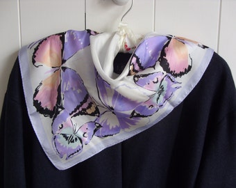 Beautiful Oscar De La Renta Vintage Silk Scarf - Pretty Butterfly Design - Spring Summer Scarf
