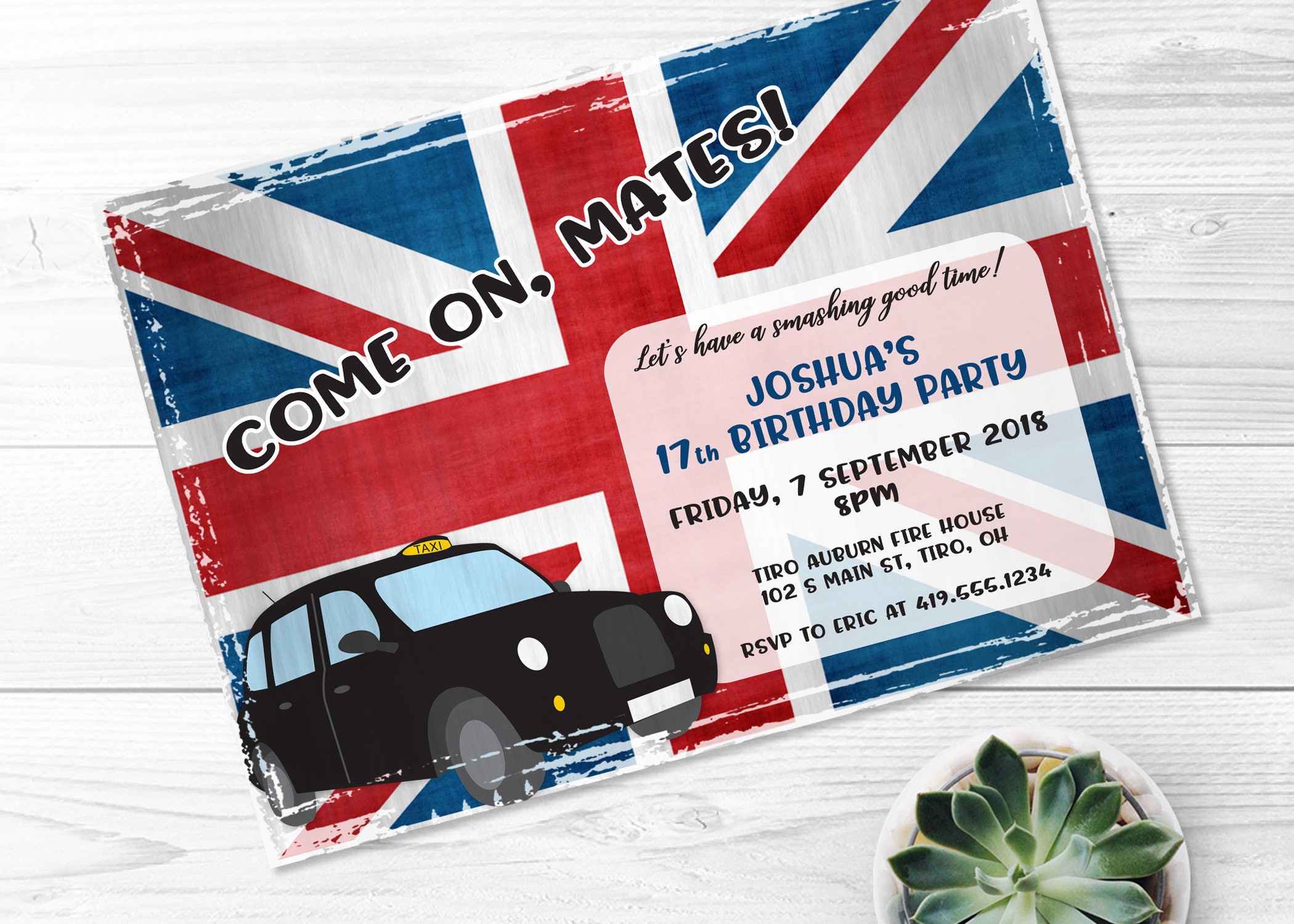 British Birthday Party Invitation London Birthday Party