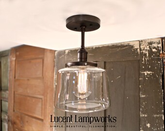 Clear Taper Glass Drum Shade Semiflush - 8 Inch