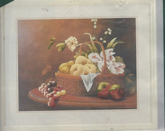 Elsa Williams Tulips and Fruit Still Life Crewel Embroidery Kit 00348 UnOpened Kit 18" x 14" Crewel Embroidery Picture