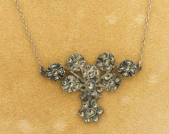 Art Deco Sterling Marcasite Necklace Vintage Floral