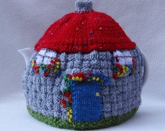 English Tea Cosy Thatched Cottage design Hand Knitted in England
