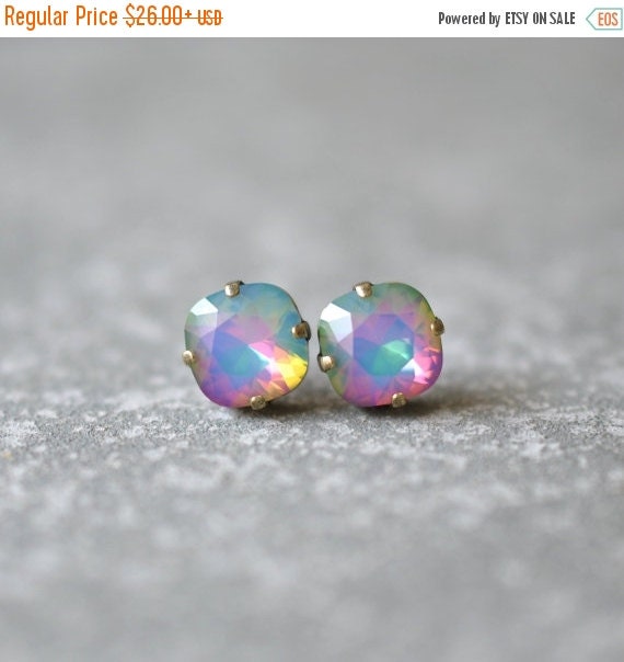 SALE Opal Rainbow Earrings Swarovski Crystal Rare by MASHUGANA