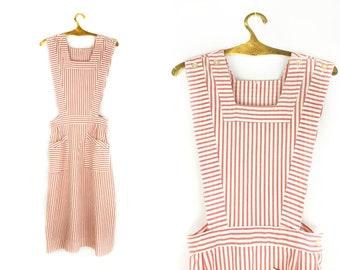 Vintage 1960s Candy Striper Nurses Pinafore Dress Uniform size Small