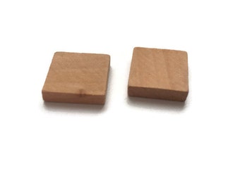 5 Wooden Square Tiles, Natural Wood Squares, Unfinished Wooden Square Cutout W 70 059