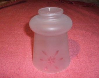 Vintage Frosted Glass Lamp Shade with 3 Embossed Starbursts-2 1/4" Fitter-#54