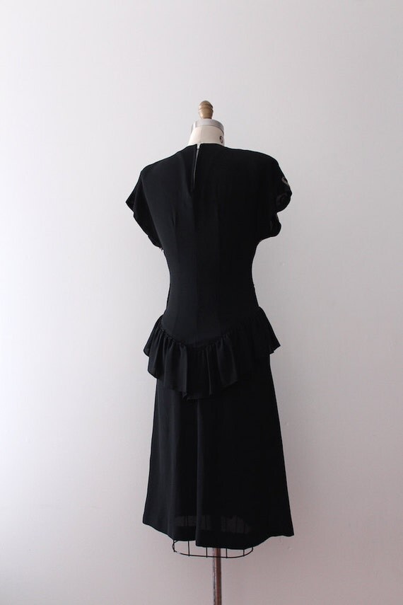 vintage 1940s dress // 40s black crepe sequin evening dress