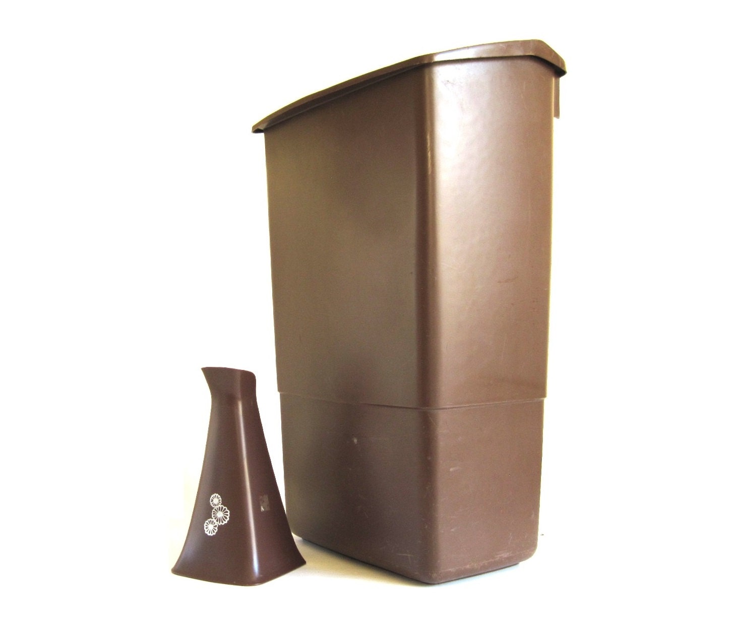Rubbermaid Trash Can Large Brown 1980s Kitchen Toilet Brush