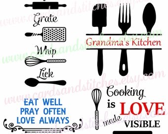 Kitchen Art SVG - Kitchen Decor - Kitchen SVG - Digital Cutting File - Vector Cut - Cricut Cut - Instant Download - Svg, Dxf, Jpg, Eps, Png