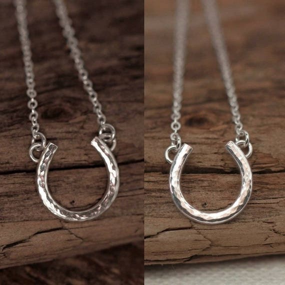 PURE SILVER Horseshoe Necklace Hammered Horseshoe Necklace
