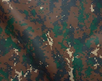 Leather CLOSEOUT 8"x10" FLAWED Camo Woodland Digital Army with CAMEL Cowhide #312 2.5 oz / 1 mm PeggySueAlso™ E5450-02
