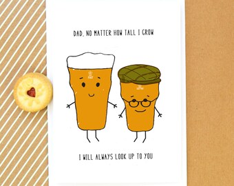 Funny Card for Dad, Dad Birthday Card, Father's Day Card, Beer, Funny Card, Dad Card, Funny Father's Day Card, Dad Quote, Illustration