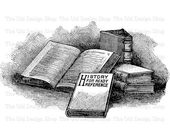 Vintage Book Clip Art Stack of Books Illustration Digital Download PNG JPG Image