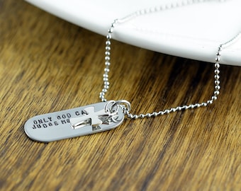 Mens Cross Necklace, Mens Jewelry, Hand Stamped Pendant Necklace, Mens Gift, Tag Necklace, Personalized Jewelry, Dog Tag Necklace