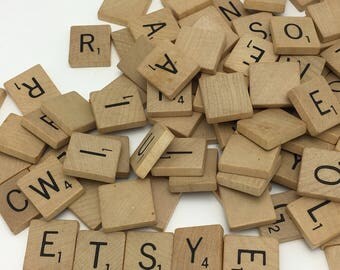 100 Wooden Scrabble Tiles used scrabble letters