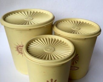 Tupperware Canister Set, Yellow, Set of 3