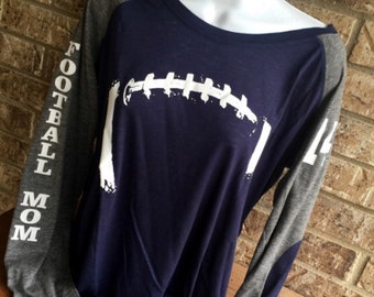 Football Laces T-Shirt, Football mom shirt, Long Sleeve preppy Tee