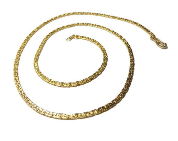 Gold plated chain necklace, 14K GP with hinged clip clasp, sparkly textured chain