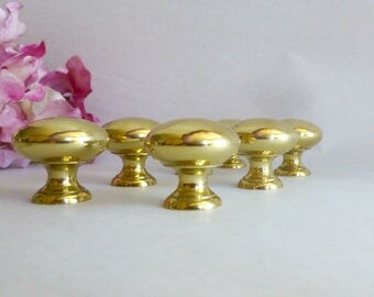 Seven Brass Drawer Knobs, Cabinet Pulls, Furniture Hardware