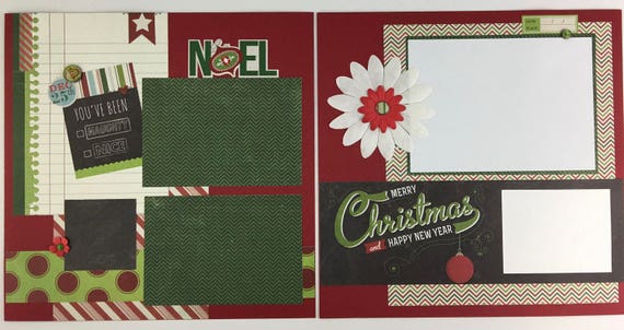 Pre-made Christmas Scrapbook Page Layout 2 pages 12x12 Holiday