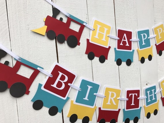 Train Birthday Banner/ Train Birthday Party/Boys Banner/Train