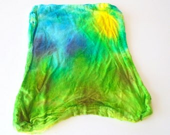 Silk Hankies (Mawata) to Spin, Knit, or Felt - One-of-a-Kind Hand Painted Silk Hankies #7 - 11 grams