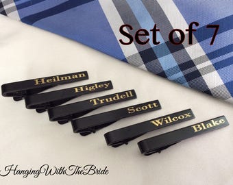 Set of 7 Skinny Tie Clip, Skinny Tie Bar, Tie Clips Men, Tie Clip Personalized, Tie Clip Silver, Tie Bar Personalized, Tie Bar Clip