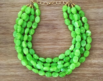 Statement Necklace Bridesmaid Jewelry JACKIE O Apple Green NECKLACE Wedding Jewelry Statement Jewlery Lime Green Necklace
