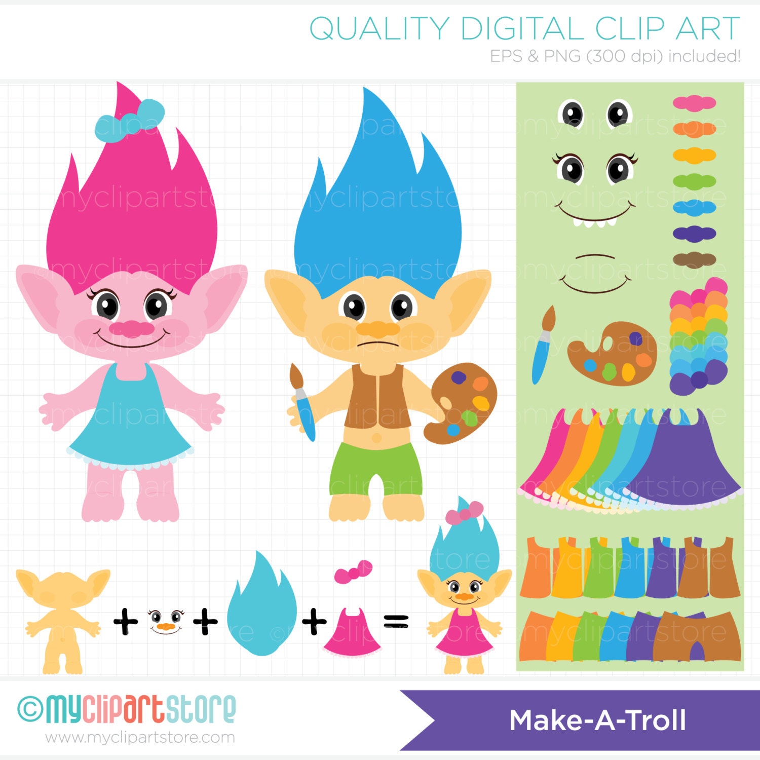 Vector Clipart Make A Troll Troll Making Kit Troll Hair